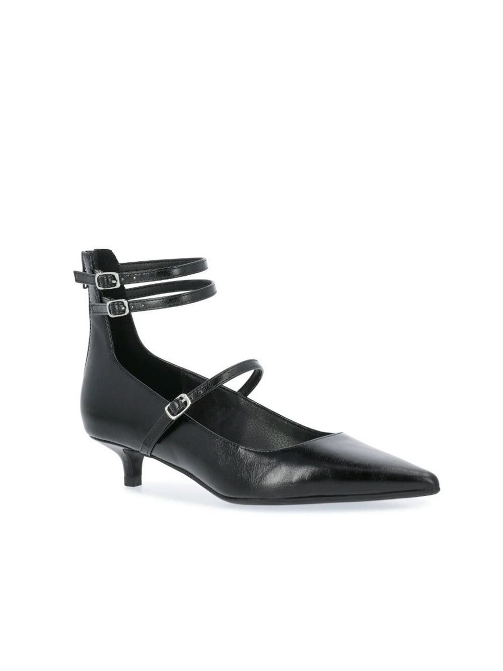 Scoop Black Mary Jane Kitten Heels Pointed Toe Double Strap Chic Size 8 NWB
